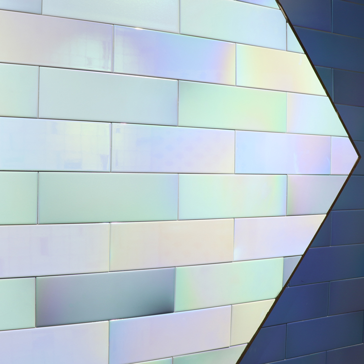 Azulejo de pared de cerámica 3d de iridiscencia de 100x300 mm