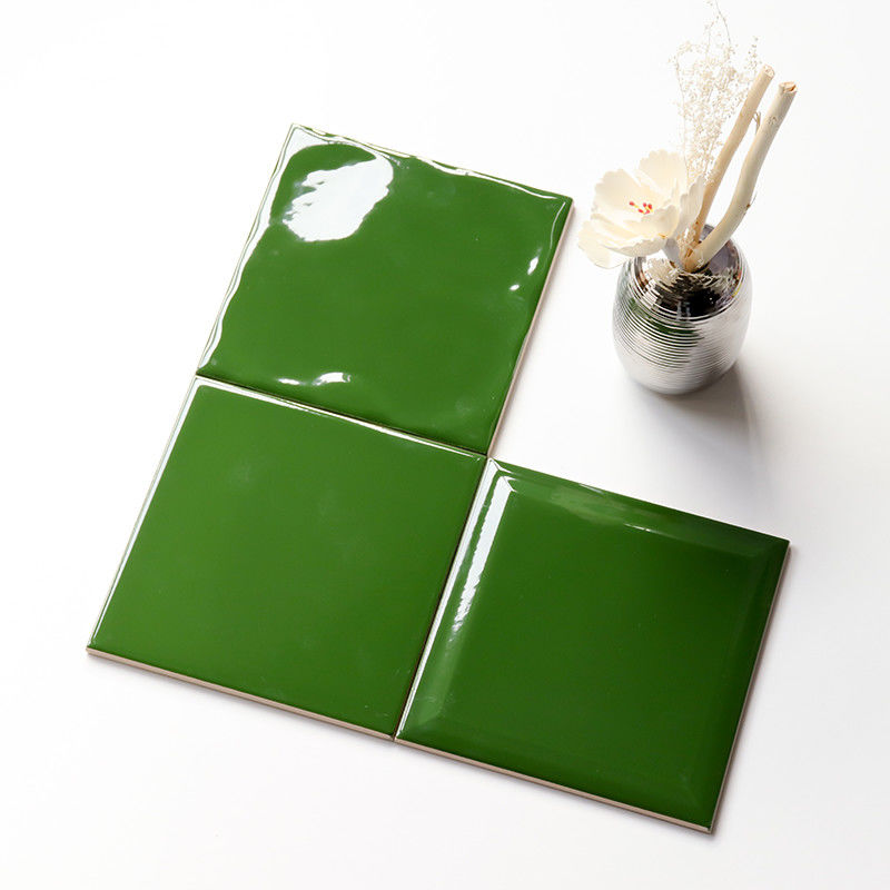 Azulejos de pared de cerámica verde oscuro de 150x150 mm de superficie rugosa de placas para salpicaduras de cocina