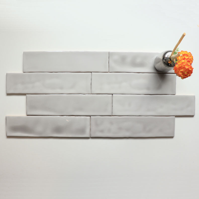 Azulejo de pared gris esmaltado con borde ondulado irregular de diseño de tamaño 75x150 / 150x150 / 75x300 mm