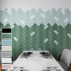 guangdong tamaño pequeño borde ondulado 3d azulejos de baño esmaltados pared verde