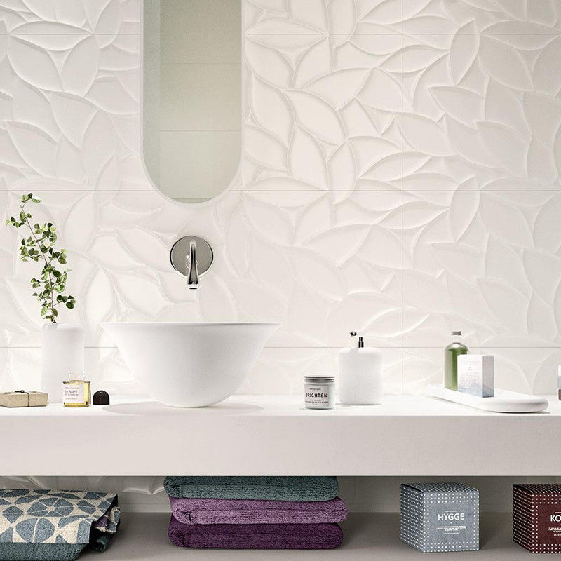 12x24 azulejos de pared de cerámica blanca brillante baldosas de baño impermeables de 7.5 mm de espesor